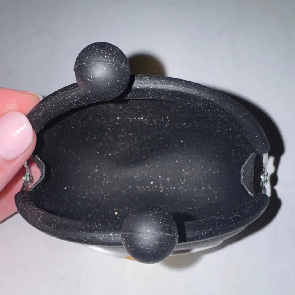Cute Black Glittery Rubber Penguin Coin Purse 3.5” - Picture 3 of 8